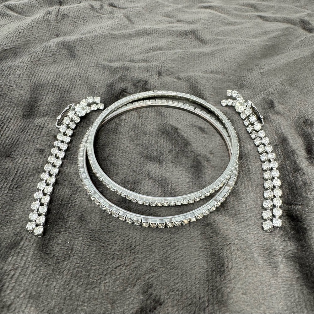Beautiful Vintage Diamond (cubic zirconium) Bangles with Matching Earrings